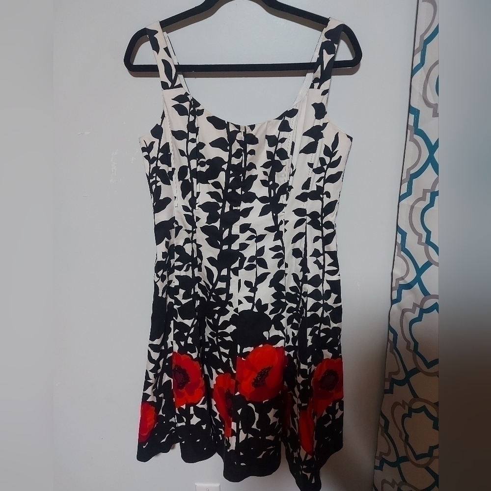 NINE west fit n flare flower dress size 12
